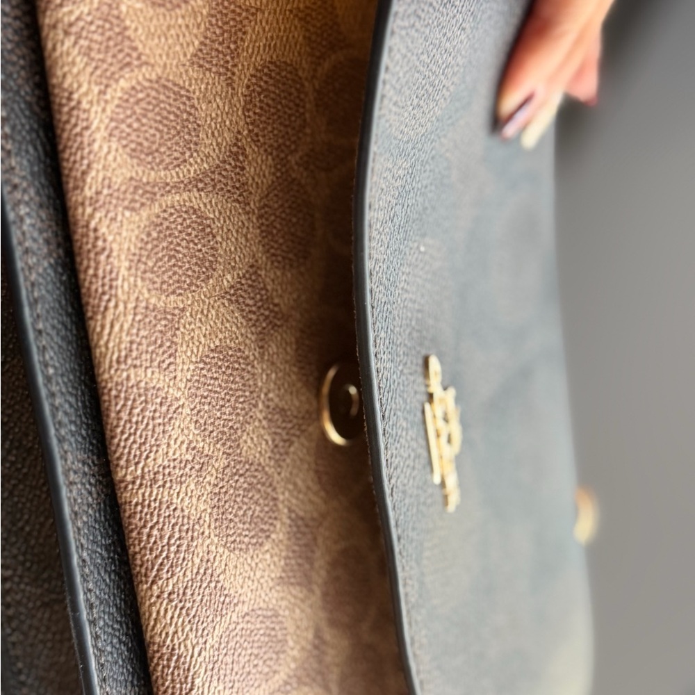 Coach Two-Tone Signature Chain Crossbody in Brown and Black - Picture 5 of 5
